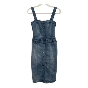 Indigo Run Womens Denim Button‎ Front Dress Sz S
